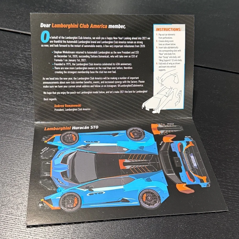Lamborghini VIP Customer Desk Calendars and New Year Card with Buildable Model